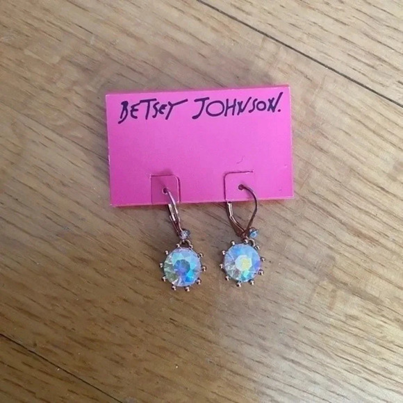 NWT Betsy Johnson Rhinestone Dangle Earrings - Picture 4 of 9